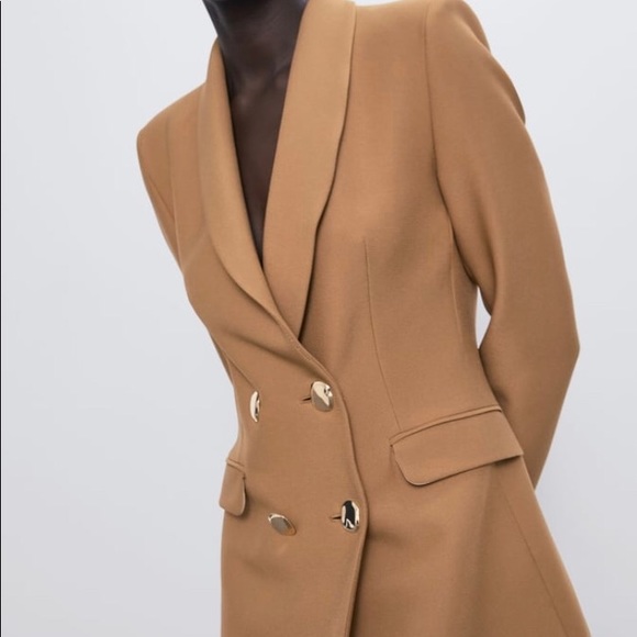 Zara Double Breasted Buttoned Frock Blazer Coat - Picture 4 of 7